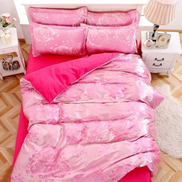 91家纺网 家纺一手货源 找家纺 百花王 贡缎提花四件套 繁华似景