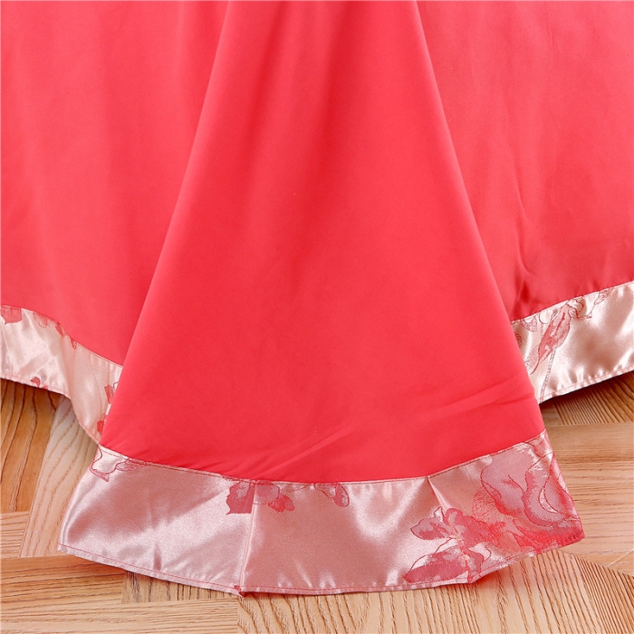 91家纺网 家纺一手货源 找家纺 百花王 贡缎提花四件套 富贵大红