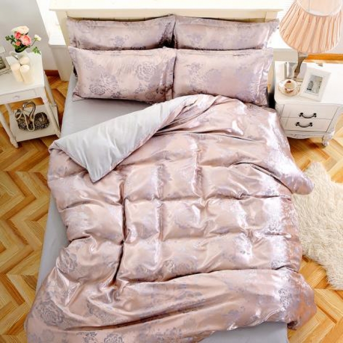 91家纺网 家纺一手货源 找家纺 百花王 贡缎提花四件套 富贵牡丹