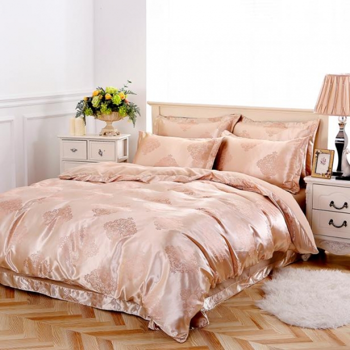 91家纺网 家纺一手货源 找家纺 百花王 贡缎提花四件套 富贵人生