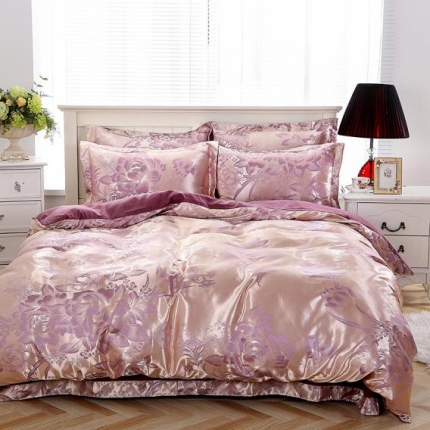 百花王 贡缎提花四件套 牡丹花开