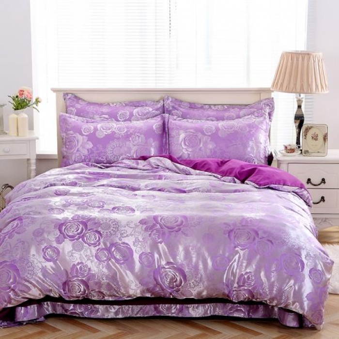 91家纺网 家纺一手货源 找家纺 百花王 贡缎提花四件套 伊莎贝尔