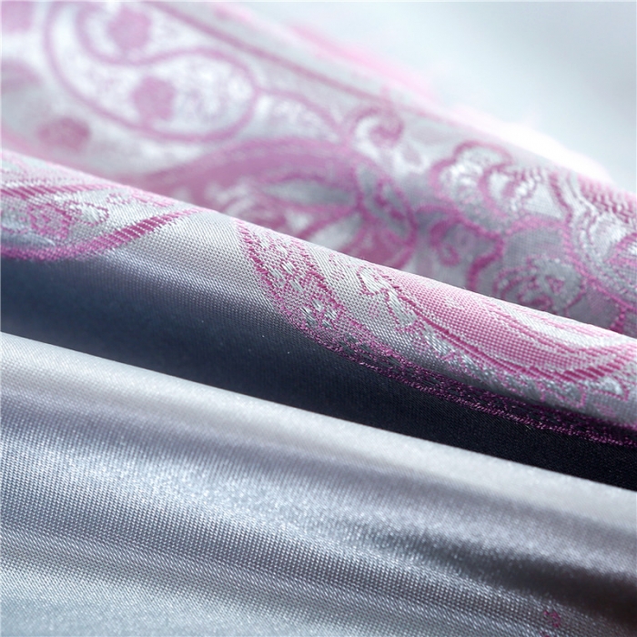 91家纺网 家纺一手货源 找家纺 百花王 贡缎提花四件套 烟雨怡花