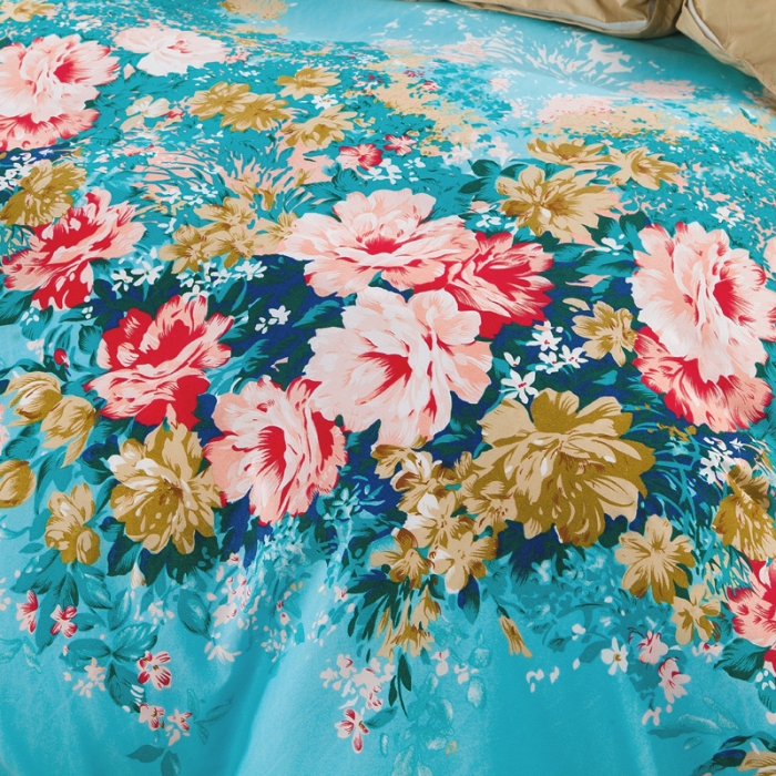 91家纺网 家纺一手货源 找家纺 百花王 钻石绒四件套 爱丽丝（蓝）