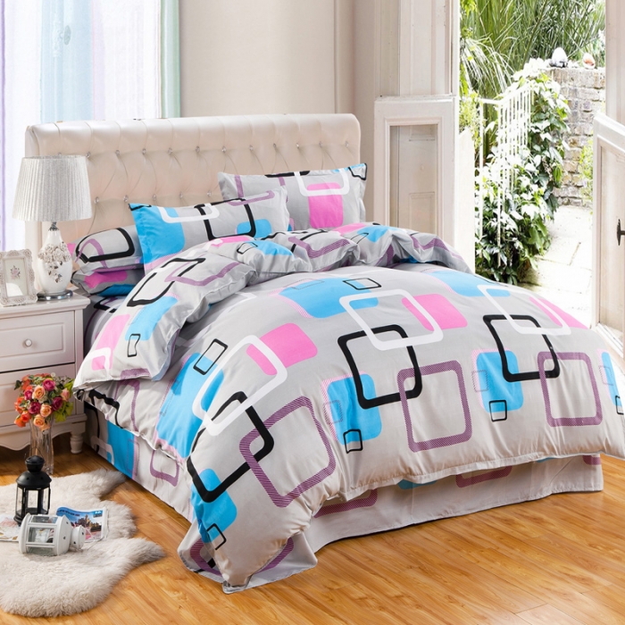 91家纺网 家纺一手货源 找家纺 百花王 钻石绒四件套 彩云阁