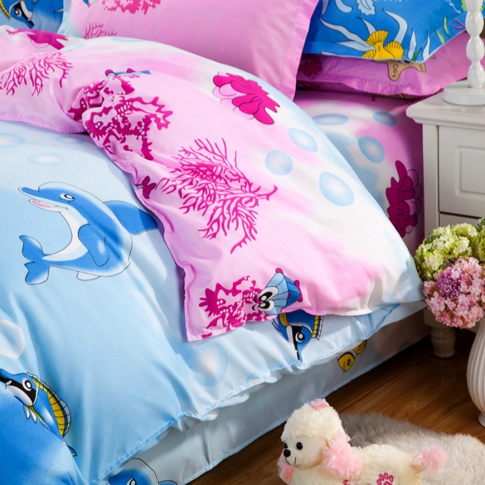 91家纺网 家纺一手货源 找家纺 百花王 钻石绒四件套 海洋宝贝