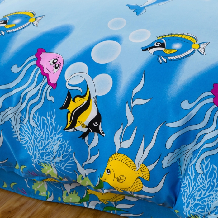 91家纺网 家纺一手货源 找家纺 百花王 钻石绒四件套 海洋宝贝