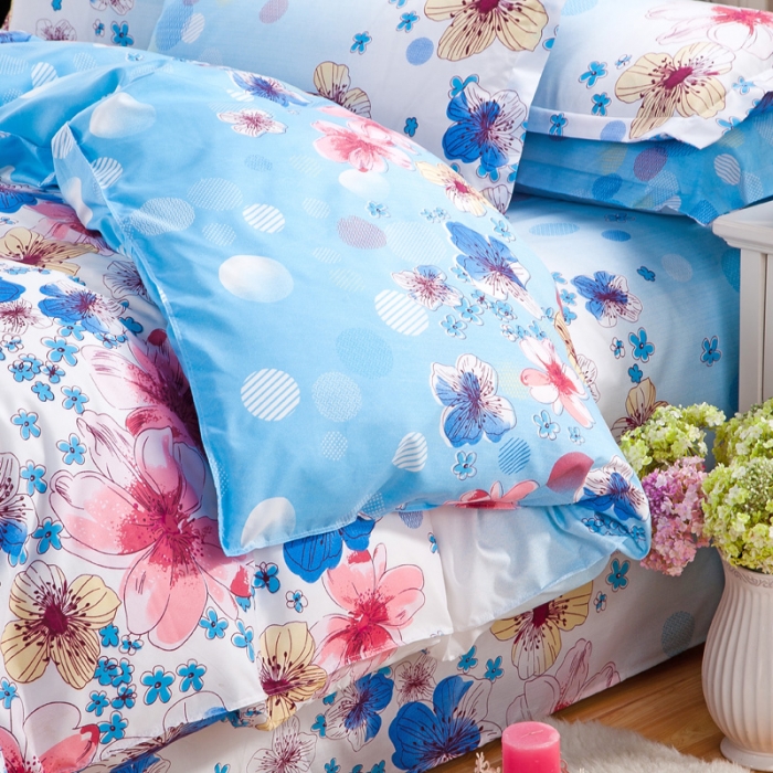 91家纺网 家纺一手货源 找家纺 百花王 钻石绒四件套 夏日么么茶