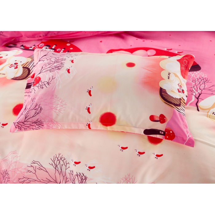 91家纺网 家纺一手货源 找家纺 百花王 钻石绒四件套 幸福小熊