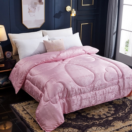 91家纺网 家纺一手货源 找家纺 百花王 蜘蛛花被印花冰丝被夏被 粉色