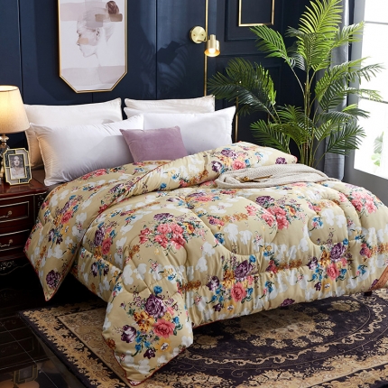 91家纺网 家纺一手货源 找家纺 百花王 蜘蛛花被印花冰丝被夏被 一米阳光