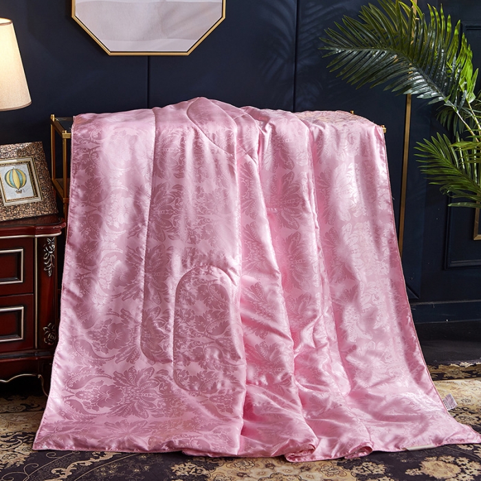 91家纺网 家纺一手货源 找家纺 百花王 蜘蛛花被印花冰丝被夏被 粉色