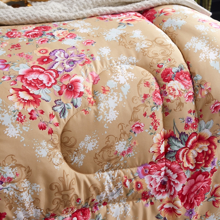 91家纺网 家纺一手货源 找家纺 百花王 蜘蛛花被印花冰丝被夏被 国色天香-金