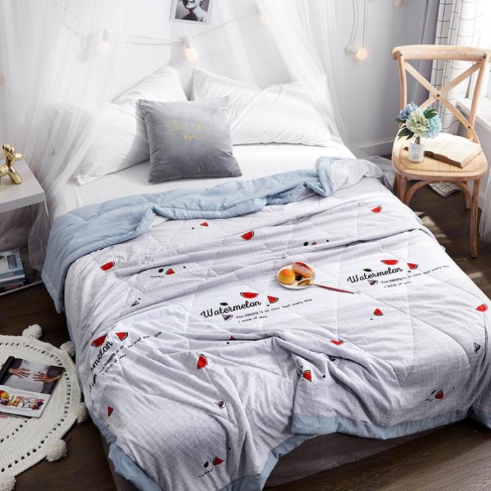 91家纺网 家纺一手货源 找家纺 小燕燕家纺 2021新款水洗棉夏被空调被 冰爽西瓜
