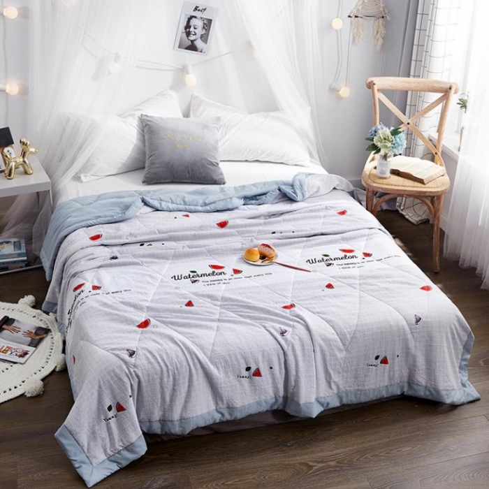 91家纺网 家纺一手货源 找家纺 小燕燕家纺 2021新款水洗棉夏被空调被 冰爽西瓜