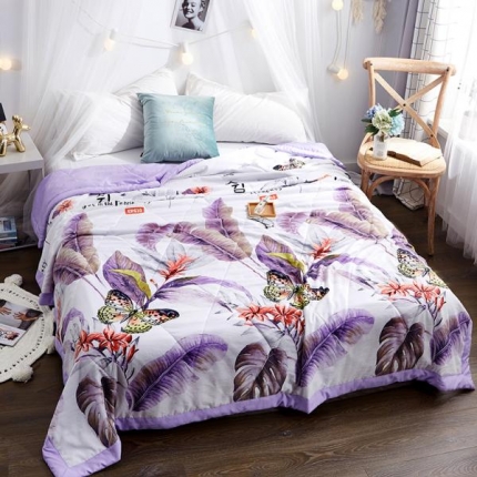 小燕燕家纺 2021新款水洗棉夏被空调被 翩翩起舞紫