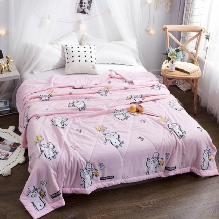 小燕燕家纺 2021新款水洗棉夏被空调被 幸运猪粉