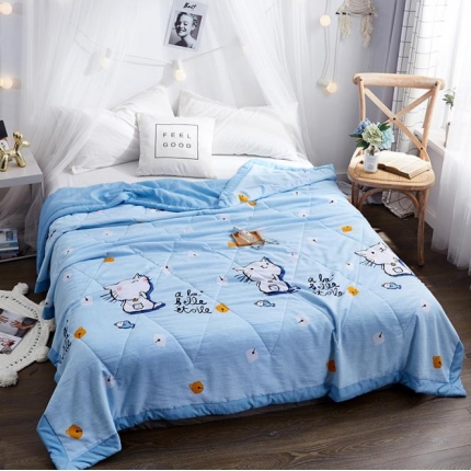 小燕燕家纺 2021新款水洗棉夏被空调被 招财猫