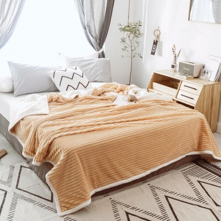 91家纺网 家纺一手货源 找家纺 爱缦 毛毯水晶绒法莱绒羊羔绒多功能毯 沙米色毯