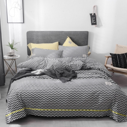 91家纺网 家纺一手货源 找家纺 （总）爱缦 2019新款小清新水洗棉四件套