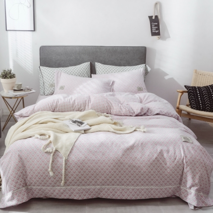 91家纺网 家纺一手货源 找家纺 （总）爱缦 2019新款小清新水洗棉四件套