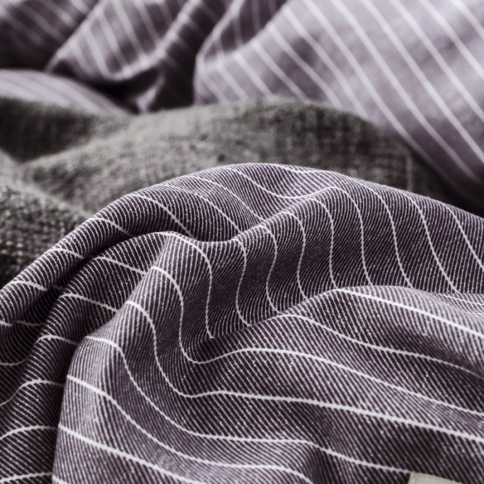 91家纺网 家纺一手货源 找家纺 爱缦 2019新款小清新水洗棉四件套 绅士-紫