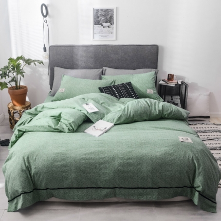 91家纺网 家纺一手货源 找家纺 爱缦 2019新款小清新水洗棉四件套 格调