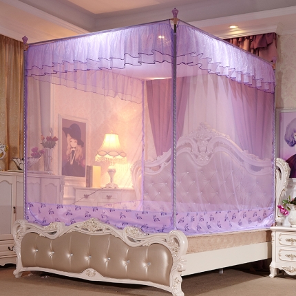 91家纺网 家纺一手货源 找家纺 新太阳家纺 坐床外穿杆蚊帐-繁星 紫色
