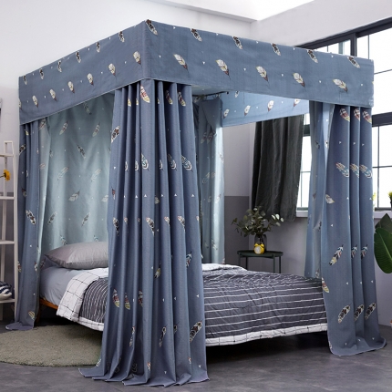 91家纺网 家纺一手货源 找家纺 新太阳家纺 2018新款磨毛防尘遮光不锈钢支架床幔羽翼