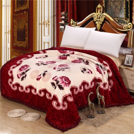 91家纺网 家纺一手货源 找家纺 尚品绵羊毛毯 2025新款仿木棉毛毯 865酒红