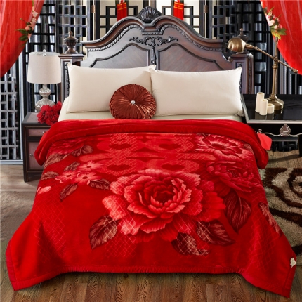 尚品绵羊毛毯 2025新款仿木棉毛毯 1058大红