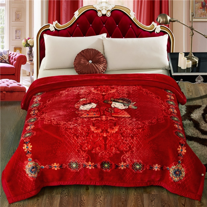 91家纺网 家纺一手货源 找家纺 尚品绵羊毛毯 2025新款仿木棉毛毯 1290大红