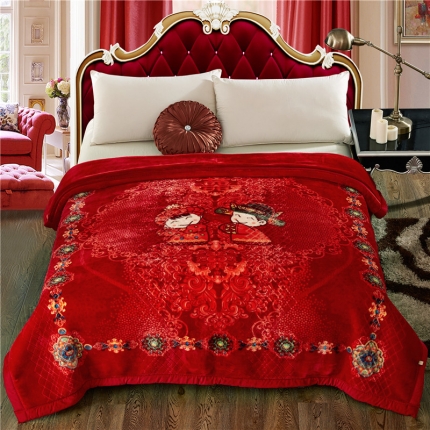 91家纺网 家纺一手货源 找家纺 尚品绵羊毛毯 2025新款仿木棉毛毯 1290大红