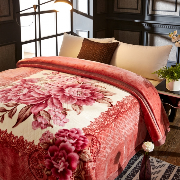 91家纺网 家纺一手货源 找家纺 尚品绵羊毛毯 2025新款仿木棉毛毯 1348红驼