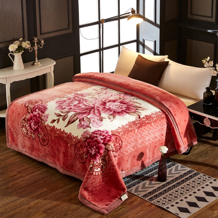 91家纺网 家纺一手货源 找家纺 尚品绵羊毛毯 2025新款仿木棉毛毯 1348红驼