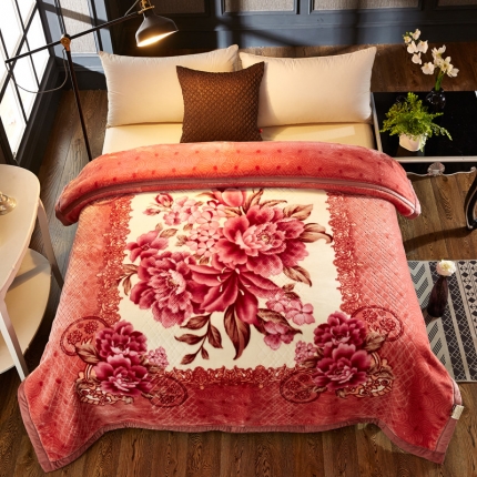 91家纺网 家纺一手货源 找家纺 尚品绵羊毛毯 2025新款仿木棉毛毯 1348红驼