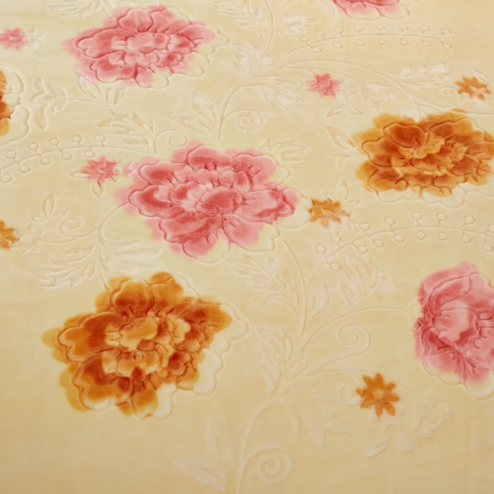 91家纺网 家纺一手货源 找家纺 尚品绵羊毛毯 2025新品美丽印象系列毛毯米黄色