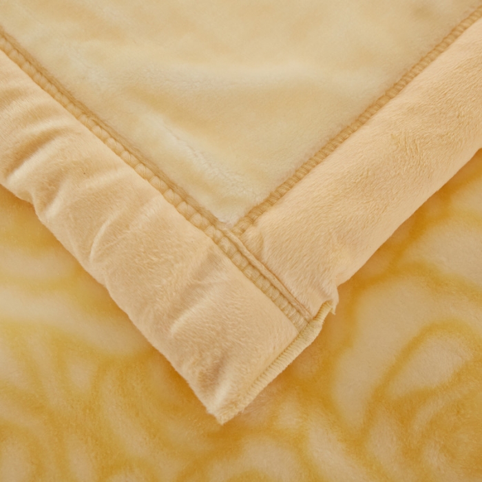 91家纺网 家纺一手货源 找家纺 尚品绵羊毛毯 2025新品美丽印象系列毛毯米黄色