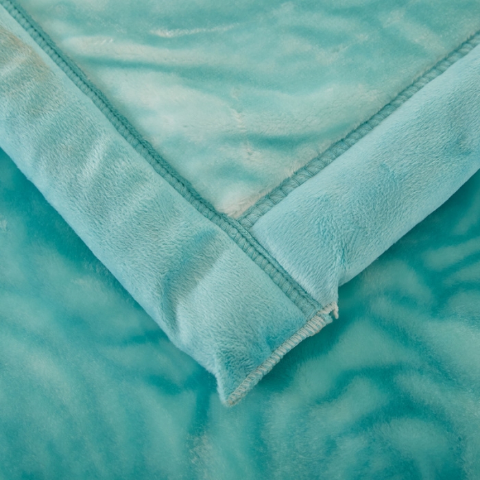 91家纺网 家纺一手货源 找家纺 尚品绵羊毛毯 2025新品美丽印象系列毛毯蓝绿