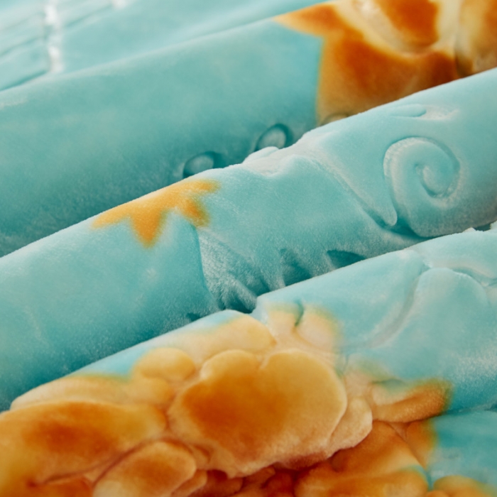 91家纺网 家纺一手货源 找家纺 尚品绵羊毛毯 2025新品美丽印象系列毛毯蓝绿