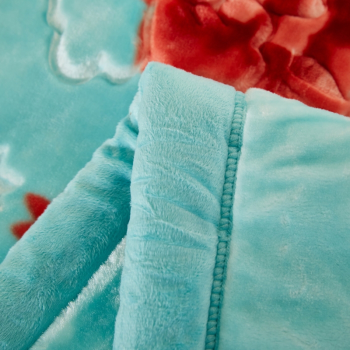 91家纺网 家纺一手货源 找家纺 尚品绵羊毛毯 2025新品美丽印象系列毛毯蓝绿