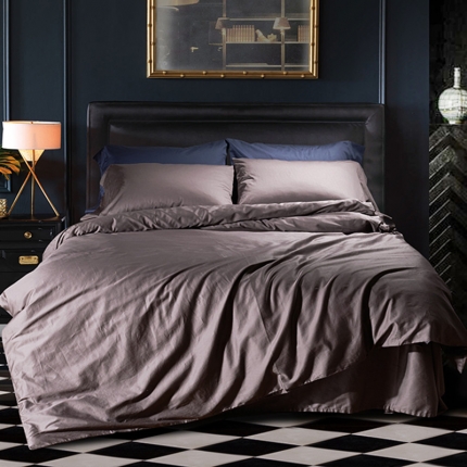 91家纺网 家纺一手货源 找家纺 （总）秀色 2019新款60S贡缎长绒棉纯色四件套