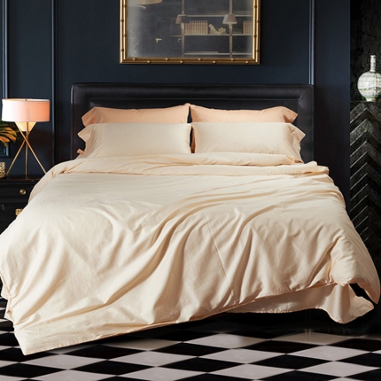 91家纺网 家纺一手货源 找家纺 （总）秀色 2019新款60S贡缎长绒棉纯色四件套