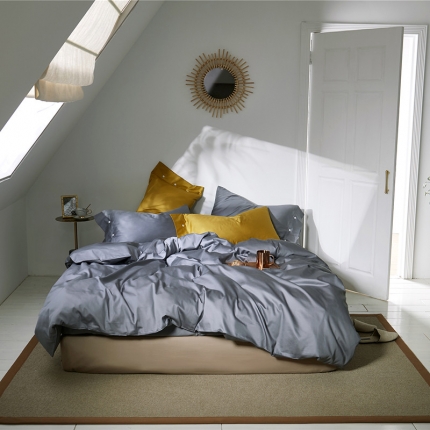 91家纺网 家纺一手货源 找家纺 （总）秀色 2019新款60S贡缎长绒棉纯色四件套