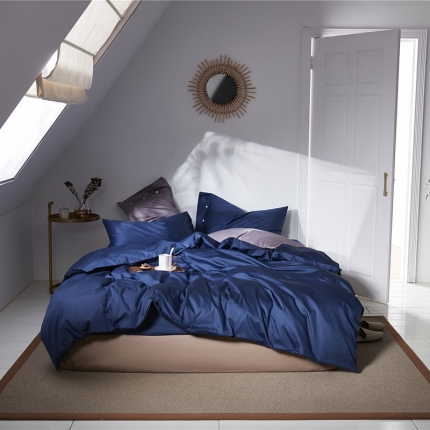 91家纺网 家纺一手货源 找家纺 （总）秀色 2019新款60S贡缎长绒棉纯色四件套