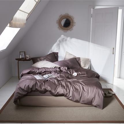 91家纺网 家纺一手货源 找家纺 （总）秀色 2019新款60S贡缎长绒棉纯色四件套