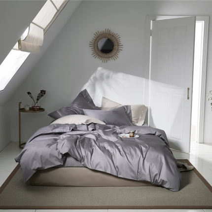 91家纺网 家纺一手货源 找家纺 （总）秀色 2019新款60S贡缎长绒棉纯色四件套