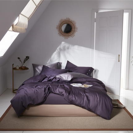 91家纺网 家纺一手货源 找家纺 （总）秀色 2019新款60S贡缎长绒棉纯色四件套