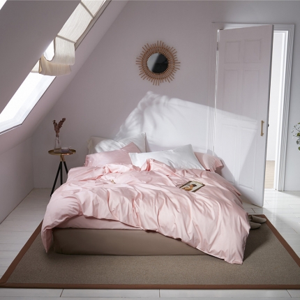 91家纺网 家纺一手货源 找家纺 （总）秀色 2019新款60S贡缎长绒棉纯色四件套