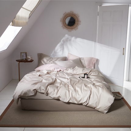 91家纺网 家纺一手货源 找家纺 （总）秀色 2019新款60S贡缎长绒棉纯色四件套